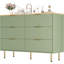 Commode moderne à 6 tiroirs avec panneau cannelé, large commode en bois pour le salon de la chambre à coucher-1195542808