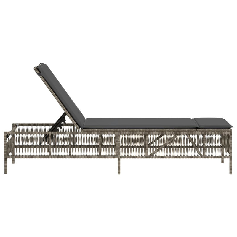  Chaise longue en rotin PE gris 77,9 po x 21,7 po x 37,8 po, Gris, Gris foncé