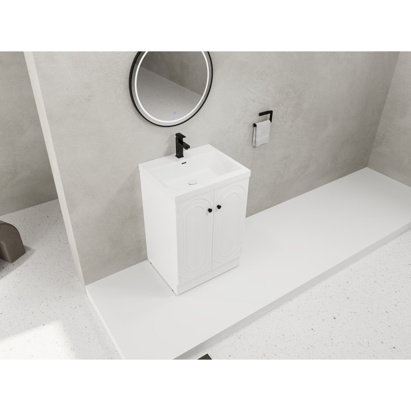 Ensemble de meuble-lavabo autoportant avec lavabo Ezequiel, Vert