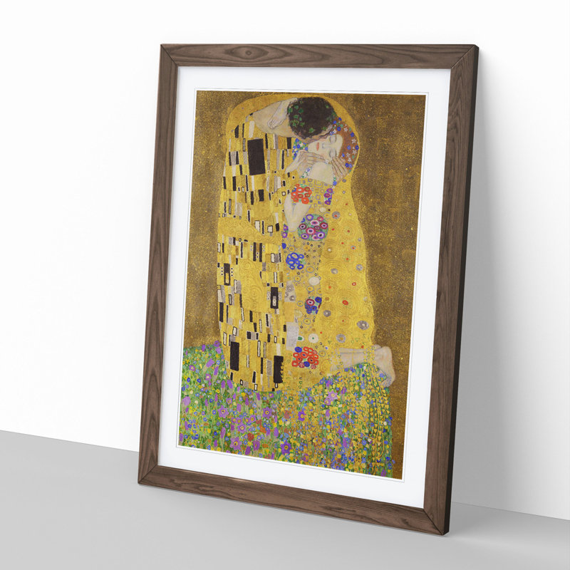 The Kiss Vol.2 by Gustav Klimt - Framed Print, 90cm H x 65cm W x 2cm D, Walnut Framed