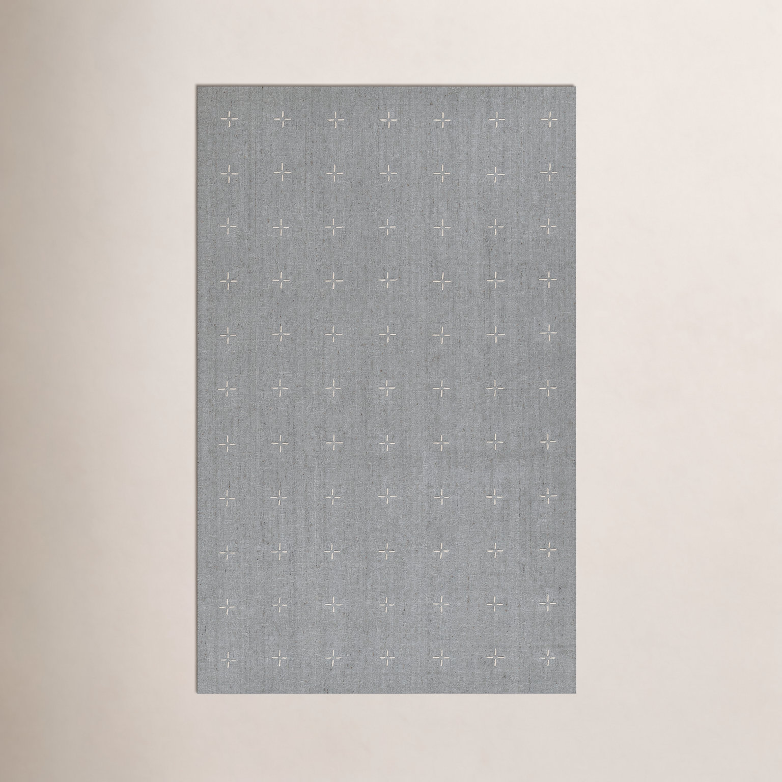 Patton Light Blue Hand-Loomed Geometric Wool Rug, Rectangle 3'6" x 5'6"