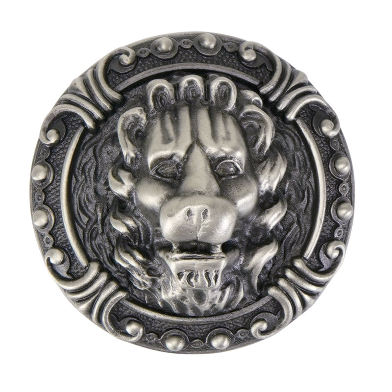 LION IN WINTER KNOB; ANTIQUE NICKEL, Antique Nickel