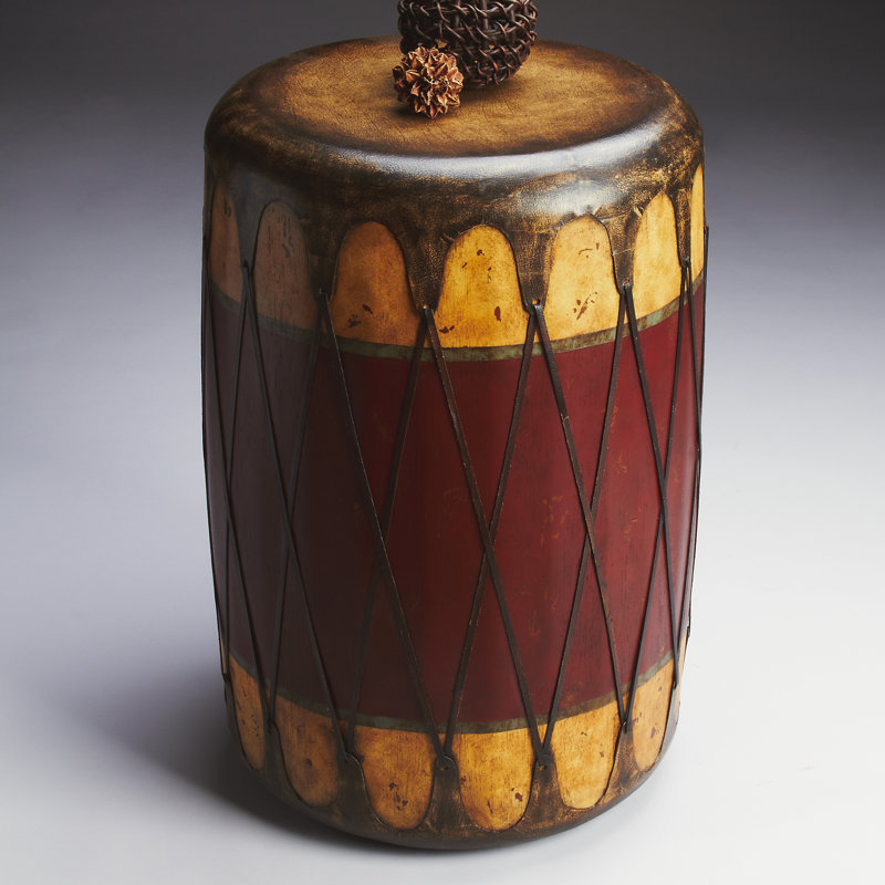 Navajo Leather 18"W Drum Side Table