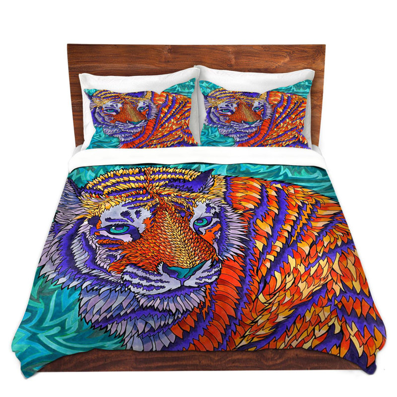 Ensemble de housse de couette telenergetic tiger, 1 housse de couette grand + 2 taies standards