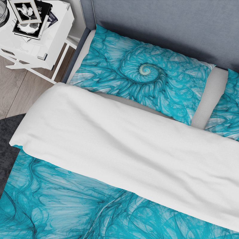 Turquoise spirale - ensemble de housse de couette moderne - microfibre de polyester