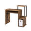 Bureau d'ordinateur noir et chêne avec plateau pour clavier, compartiment de rangement et étagère, plateau rectangulaire en placage métallique vieilli, tablette-460414297-460414278