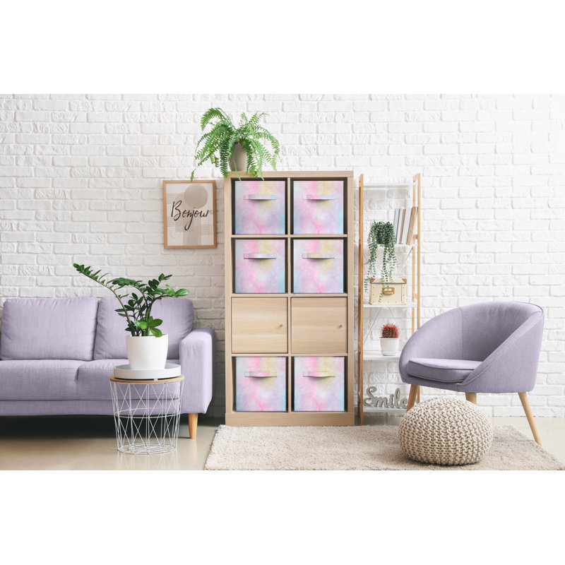 Sorbus 11 Inch Fabric Storage Cubes - Sturdy Collapsible Storage Bins & Handle - 6 Foldable Baskets for Organizing Clothes, Toys, Books - Multi Colored Storage Baskets for Shelves, Kids Room, Closets