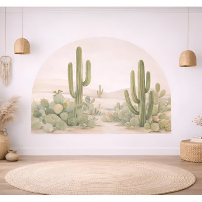 Adhésif décoratif Boho, arche du désert, murale en forme d'arche de cactus, adhésif pour chambre de bébé peler et coller, art mural amovible du sud-ouest