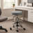 Fea Medical Drafting Stool, Round Gray Vinyl, Chrome Footring-118318922