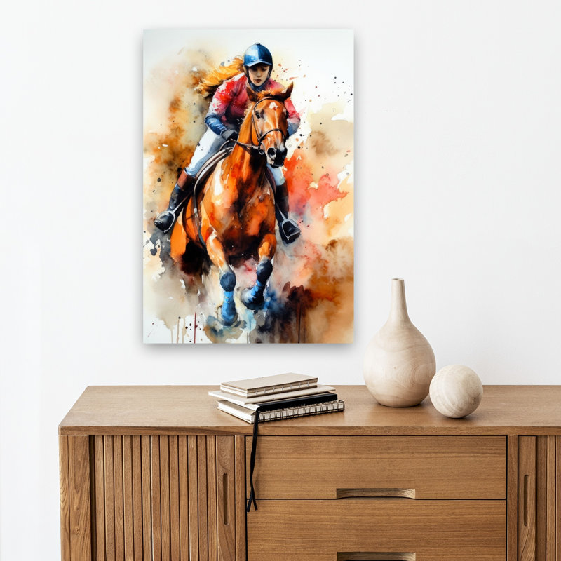 Cheval au galop, cheval, reproduction d'art contemporain, H 18 po x l 12 po