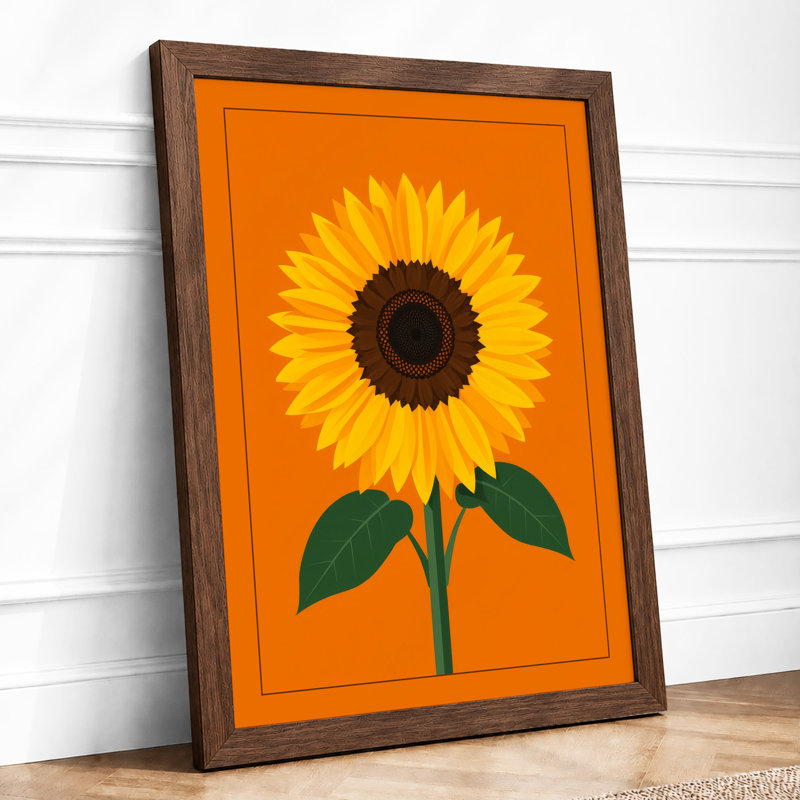Sunflower Bloom Botanical - Print, Walnut, A1 - 84.1 x 59.4 cm