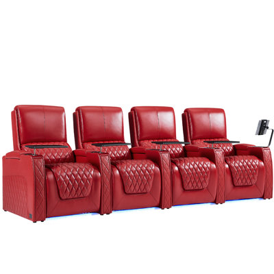 Haiylee Zero Gravity Home Theater Seating Top Grain Leather Recliner Sofa Power Headrest Footrest 