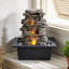 Fontaine de table avec lumières DEL, cascade à 3 niveaux d'aspect pierre, fontaine intérieure zen pour la décoration de la maison et du bureau