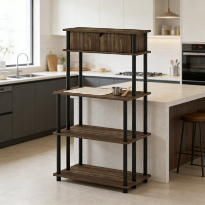 Étagère de cuisine à 5 niveaux avec armoire supérieure, organisateur de bar à café et support à garde-manger pour la cuisine, la salle à manger et le bureau personnel