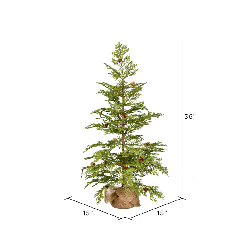 48'' H Green Most Realistic Cedar Christmas Tree, 3' H
