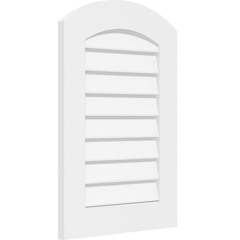 Arch Top Surface Mount Non-Functional Standard Frame PVC Gable Vent, 18" H x 34" W