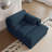 Bentura Oversized Upholstered Navy Corduroy Chaise Lounge with Armrests & Throw Pillows-95259944-114357314