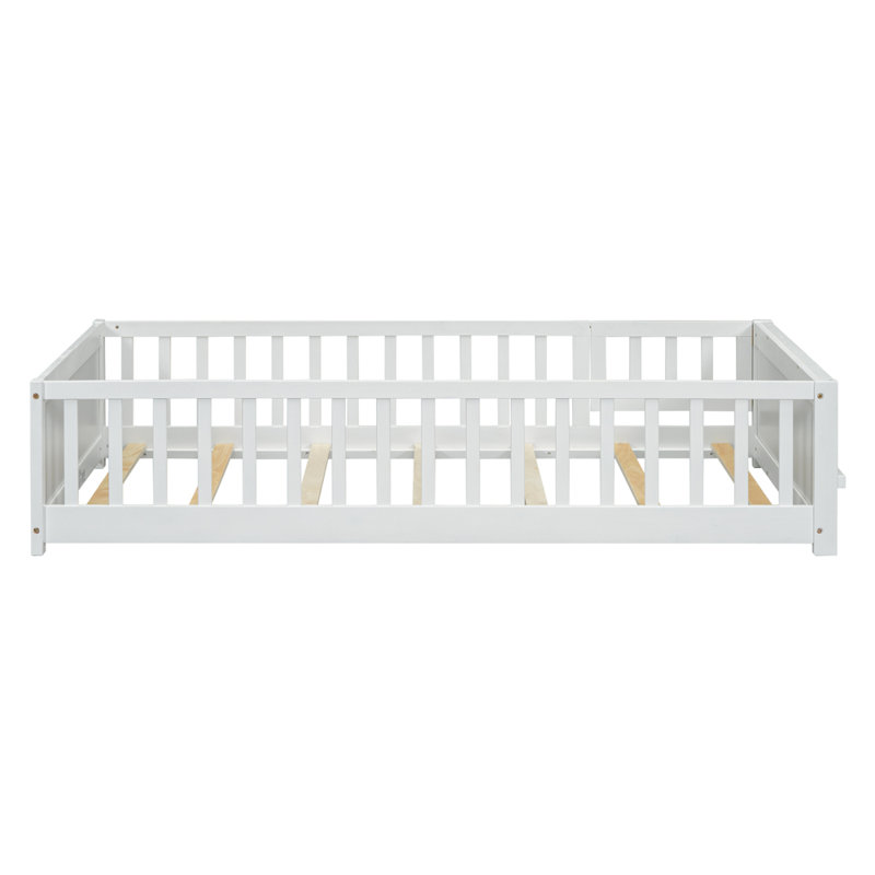 Lit plateforme simple avec tablette pour tête de lit Jazaih Kids, Blanc