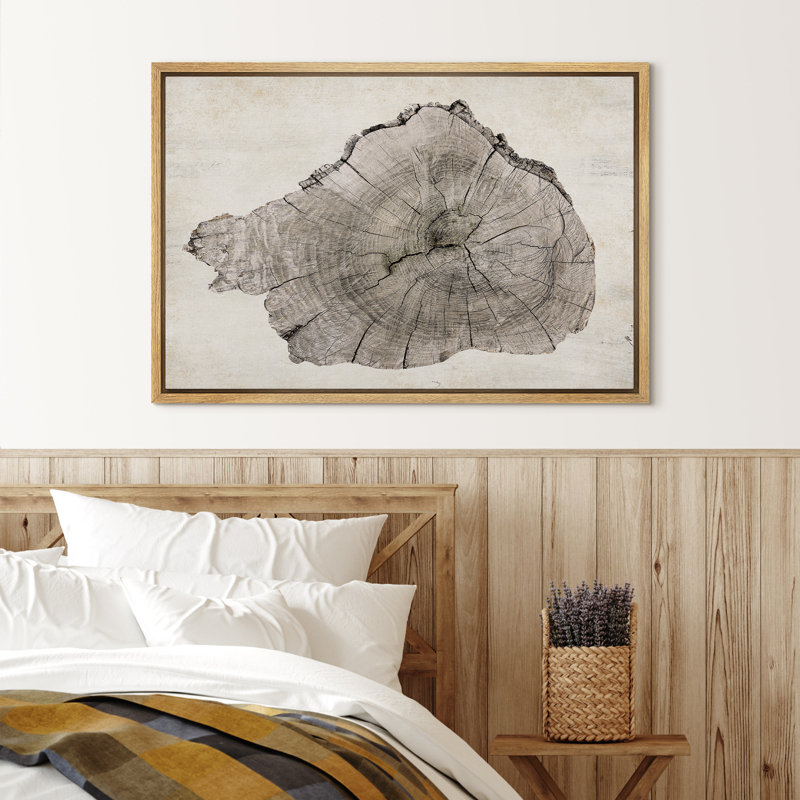 «Wood Tree Ring Log Neutral Farmhouse Cabin Cottage Eathy Decor», reproduction d'art sur toile encadrée, H 24 po x l 36 po