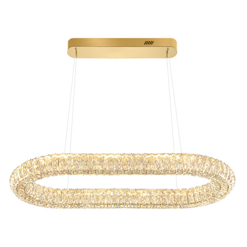 Lustre en cristal 31,5 po ovale linéaire en cristal