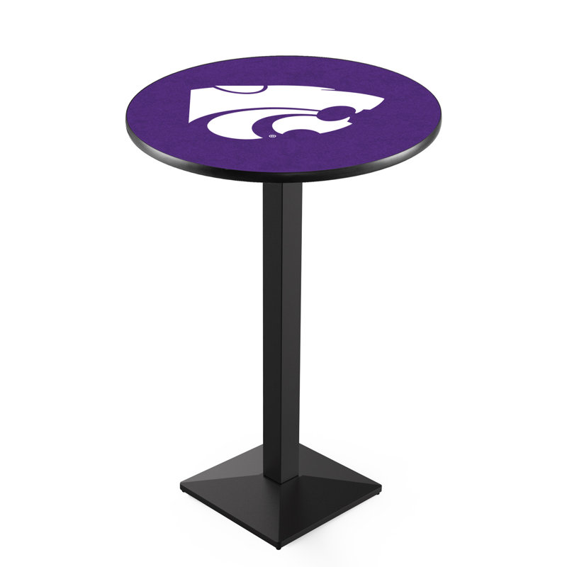 Round Metal Base Dining Table, Black Wrinkle, Kansas State University