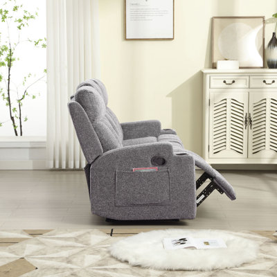 Wide Seater Manual Recliner Sofa with Cup Holders & Pocket Storage