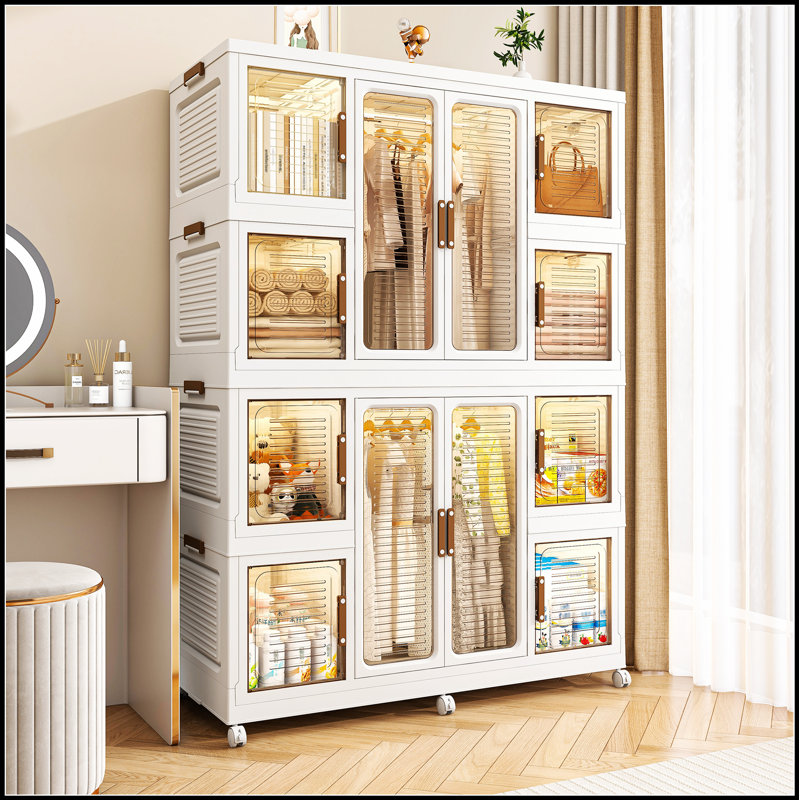 Organisateur de garde-robe portatif avec 12 portes magnétiques et 12 cubes pour un rangement et une organisation efficaces