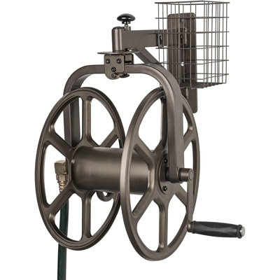 Single Arm Navigator Multi-Directional Garden Hose Reel, Holds 125-Feet of, 5/8-Inch, Bronze