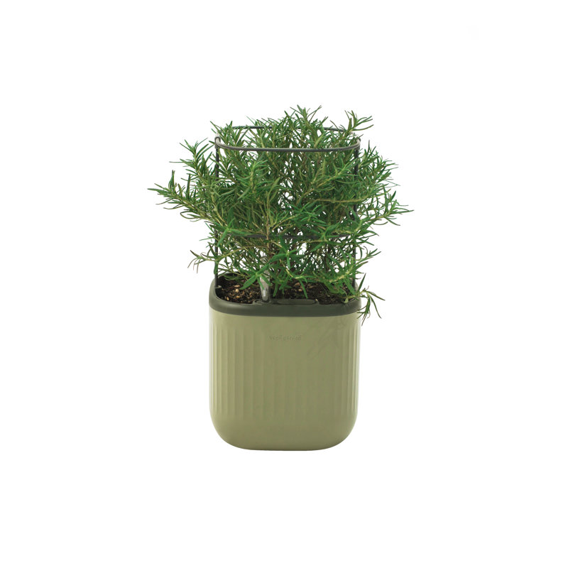 Sage Green Plastic Self-Watering Planter Pot with Trellis