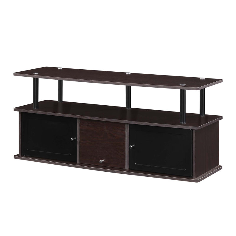Meuble télé avec 3 armoires de rangement et tablette pour téléviseur de 55 po ou moins Edwin, Espresso / Noir