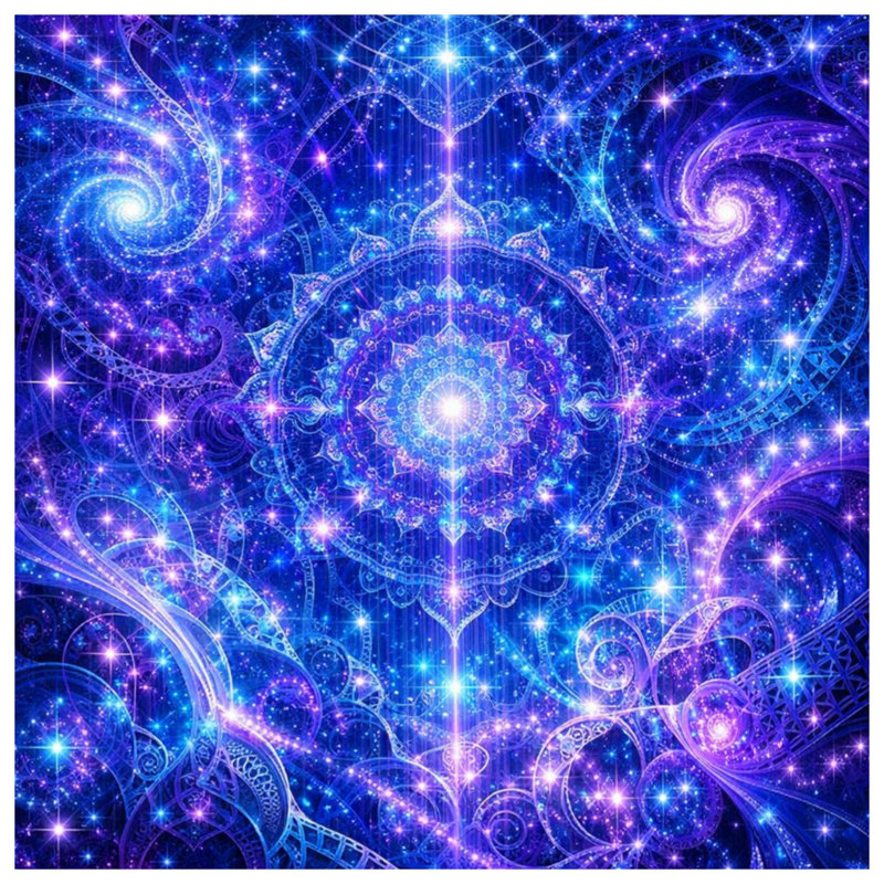 Coussins Intricate Cosmic Mandala, 16 x 16 inches