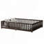 Lit de plancher avec clôture, porte, lit de plancher en bois d'hévéa-1061914820