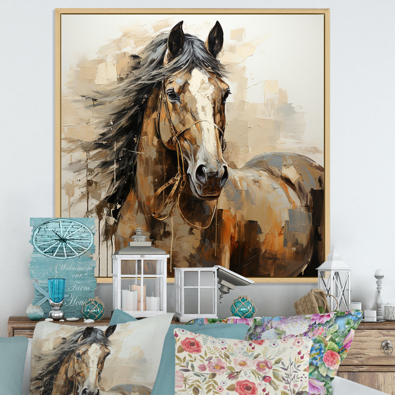 Cheval, liberté symbolique - impression sur toile, H 24 po x l 24 po x P 1 po, Cadre flottant érable