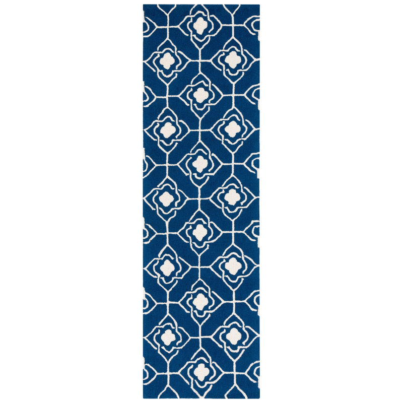 Barbaraa Hand Hooked Performance Geometric Rug, Runner 2'3" x 8'