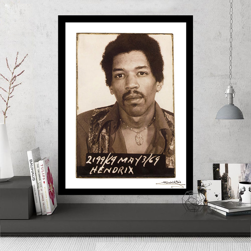 " Jimi Hendrix 1969 Mugshot - 14X18 Framed Print " Painting Print