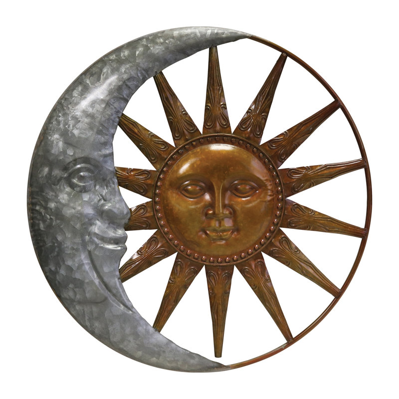 20 Inch Galvanized Sun and Moon Wall Decor Metal Wall Décor Standard