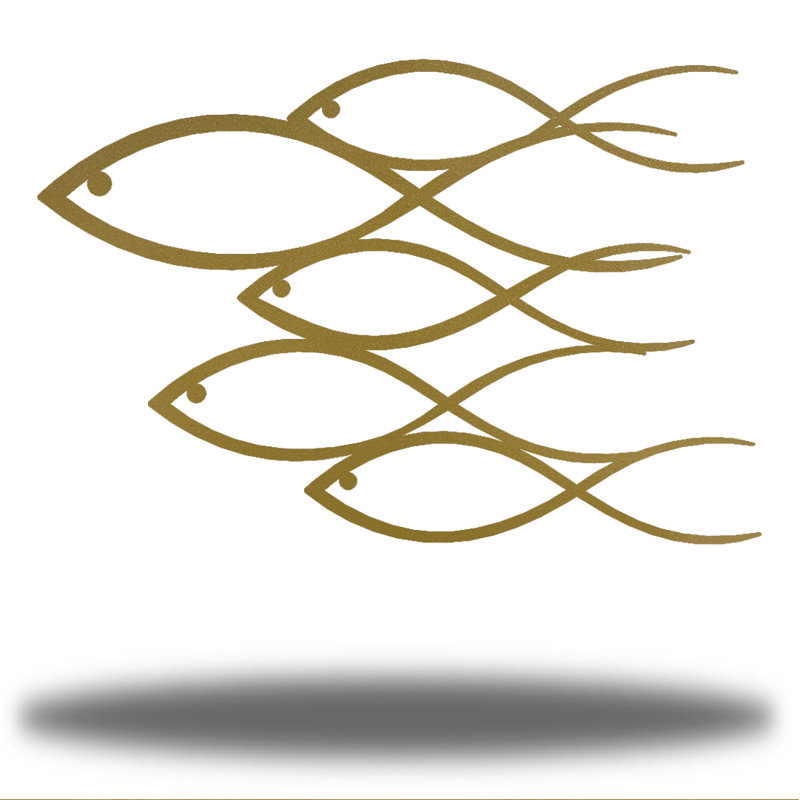 Handmade Coastal Fish Wall Decor, 12" H x 12" W x 0.01" D, Gold