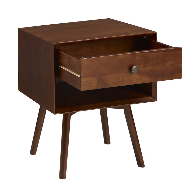 Solange 49.8cm W Bedside Table, Walnut, Walnut