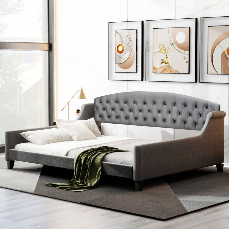 Tramone Modern Luxury Tufted Button Daybed, Twin, Gray Duplicate