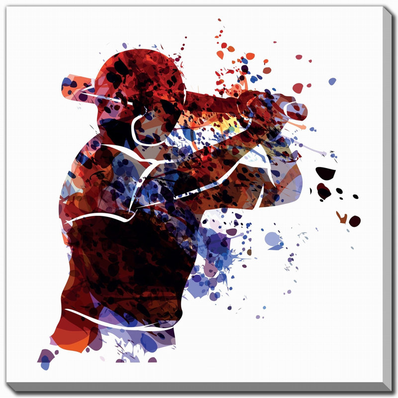 Art mural abstrait sur toile de baseball, H 30 po x l 30 po
