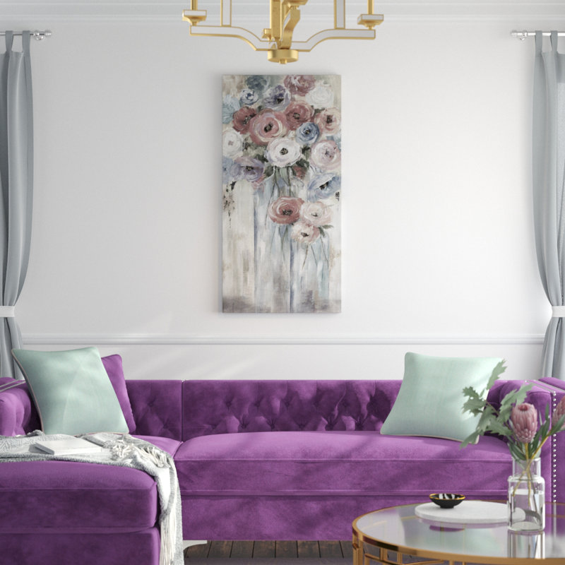 «Bottles and Blooms Soft», reproduction de peinture acrylique sur toile tendue, H 24 po x l 12 po x P 1,5 po