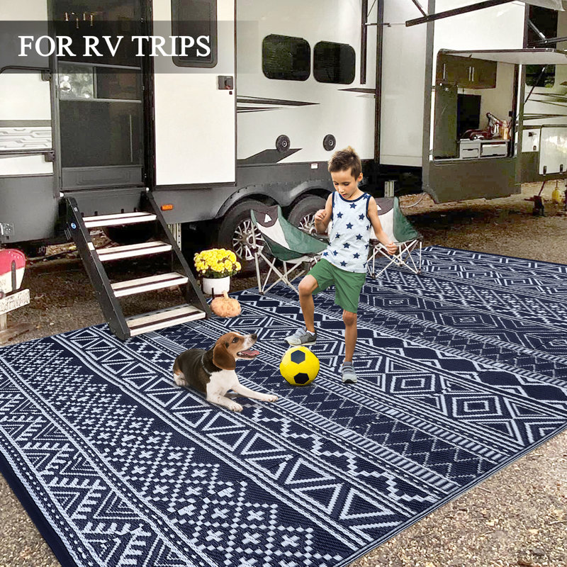 Lavel Washable Geometric Indoor / Outdoor Rug, Rectangle 6' x 9'