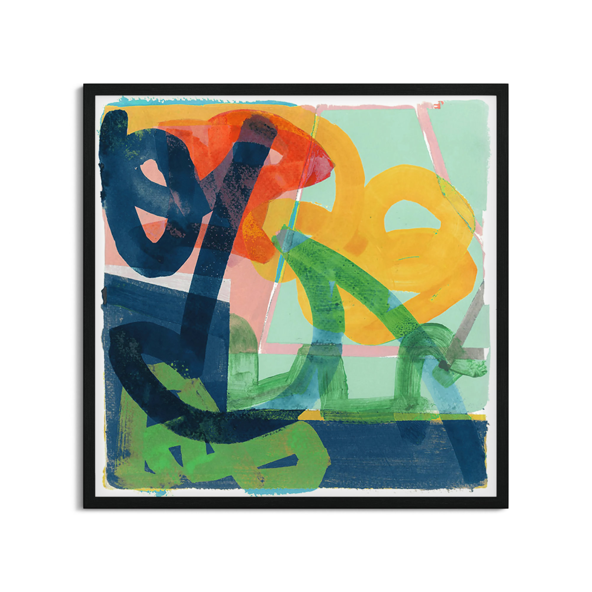 Link by Cartissi - Picture Frame Painting, 32" H x 32" W x 0.75" D, Black Framed