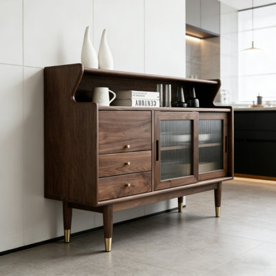 Japanese-Style Multi-Functional Glass Buffet Table