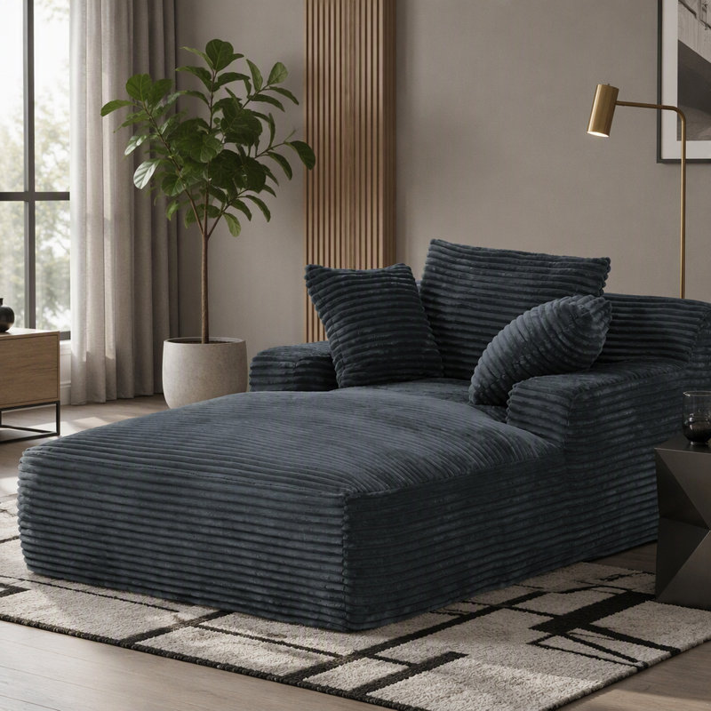 Très grande chaise longue d'intérieur, canapé rembourré en velours côtelé moderne, aucun assemblage requis, canapé-lit confortable pour le salon, le bureau