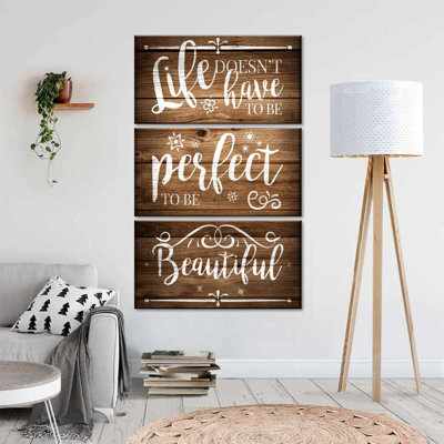 " Beauty Of Imperfection Quote Multi Piece Canvas Print " by Faithinart 3 - Pieces