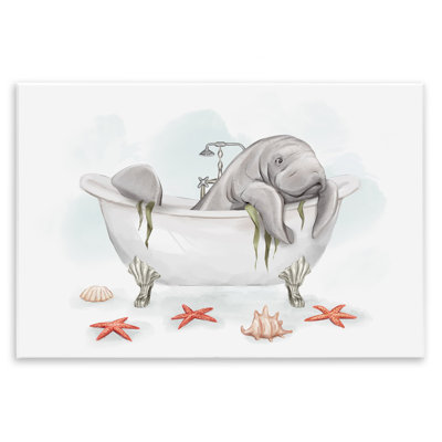 «Manatee Sea Life in Bathaign», art mural sur bois par Ziwei Li