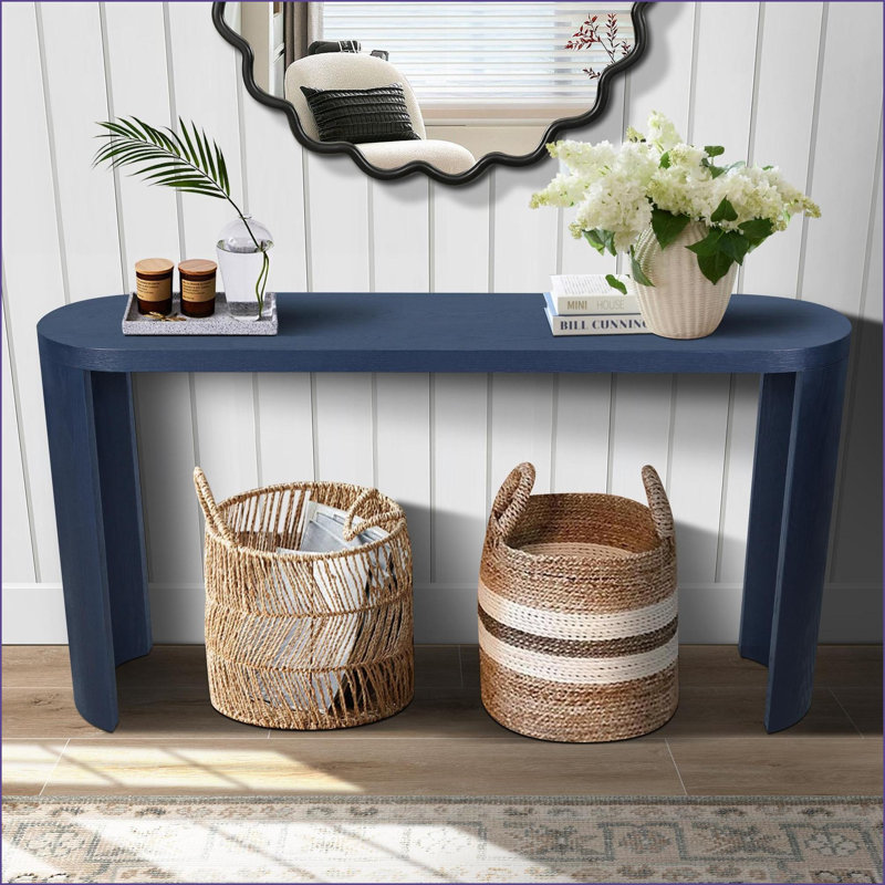 Table basse de 60 po bleu marine avec pieds courbés, installation à l'intérieur / à l'extérieur pour le salon et amp; Hall d'entrée, plateau épais et robuste