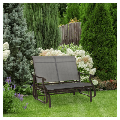 2-Person Outdoor Glider Bench,Patio Glider Loveseat Chair With Powder Coated Steel Frame,2 Seats Porch Rocking Glider For Backyard, Lawn, Garden And P