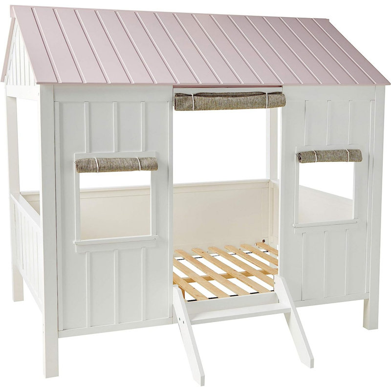 Diemer Full Canopy Standard Bed by Viv + Rae™, White/Pink